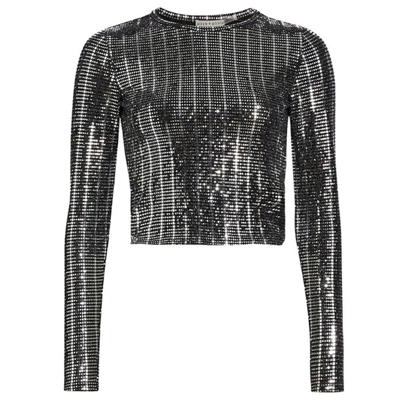 Alice and Olivia Delaina metallic crop top